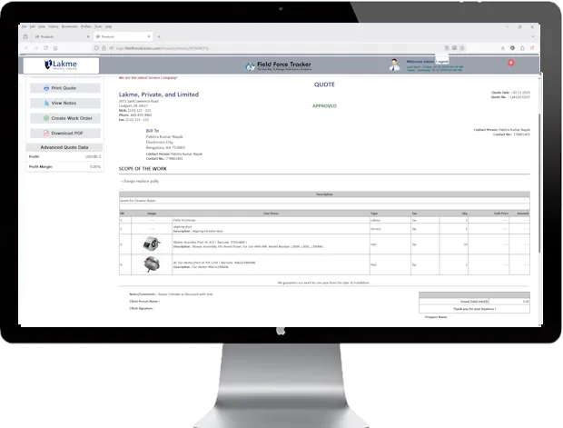 Field Service Quote Invoice Software