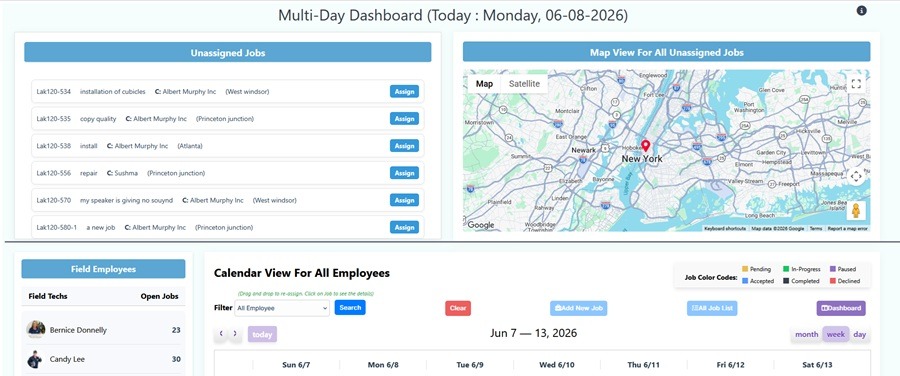 8 Best Field Service Dispatch Apps to Streamline Service Operations and Improve Profitability 3 Field Service Dispatch App Dashboard Calendar for Job Scheduling