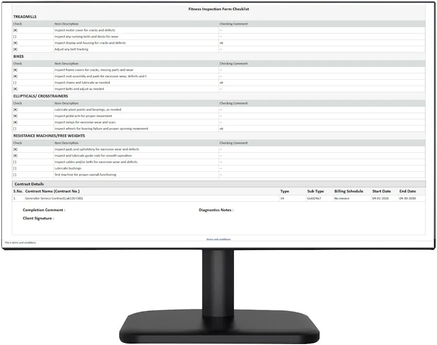 Gym Equipment Business Software 7 Gym Equipment Inspection Form